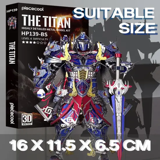 3D Metal Puzzles Mecha Model Kits-The Titan Figure Model Building Blocks Kits for Kids, DIY Brain Teaser 3D Puzzle for Men Teen Students Hobbies Fidget Toys Gifts -157 Pcs {2}