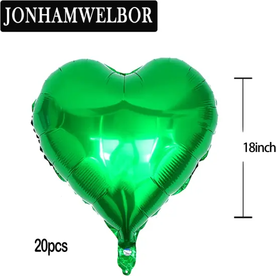 20Pcs 18 inch Green Foil Mylar Heart Shape Balloons Decorations Valentines Birthday Wedding Baby Shower Party (Emerald Green) {2}