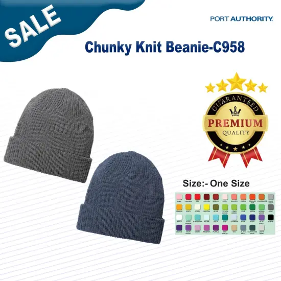 Port Authority&reg; Chunky Knit Beanie Dress Blue Navy H {2}