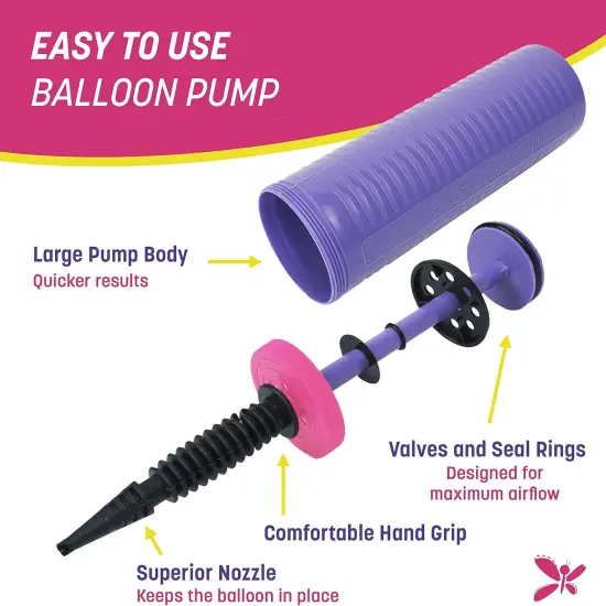 Balloon Pump Hand Held, Inflator Air Pump for Balloons - 2Way Dual Action Sturdy Ballon Inflator Pump {4}