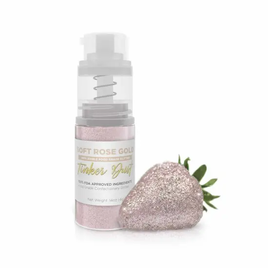 Bakell - Soft Rose Gold Tinker Dust Edible Glitter (4g, 1x Spray Pump) for Food, Desserts, and Beverages! {1}