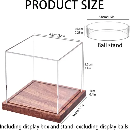 Baseball Display Case, No Assembly Required Clear Cube Tennis Ball Holder with Solid Wooden Base, Autograph Baseball Stand Box for Single Ball (1 Pack) {2}