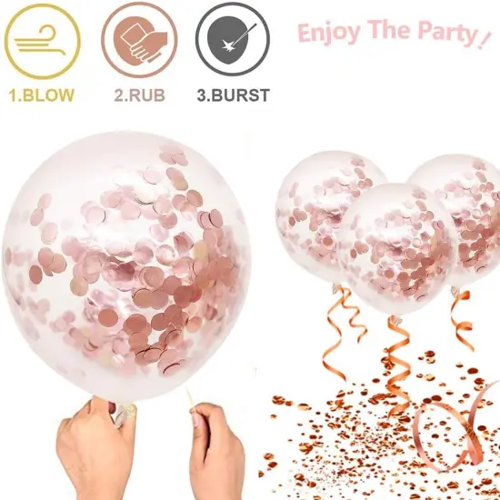 Rose Gold Confetti Latex Balloons, 50pcs 12 Inch Party Balloons {4}