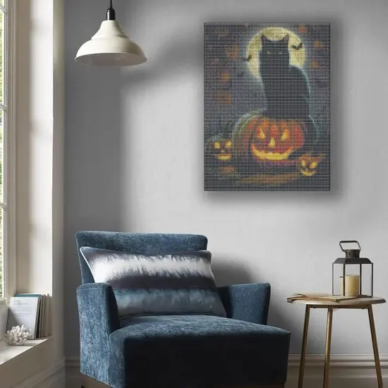 Halloween Diamond Painting Kits,Cat Diamond Painting,Pumpkin Lantern Diamond Art {5}