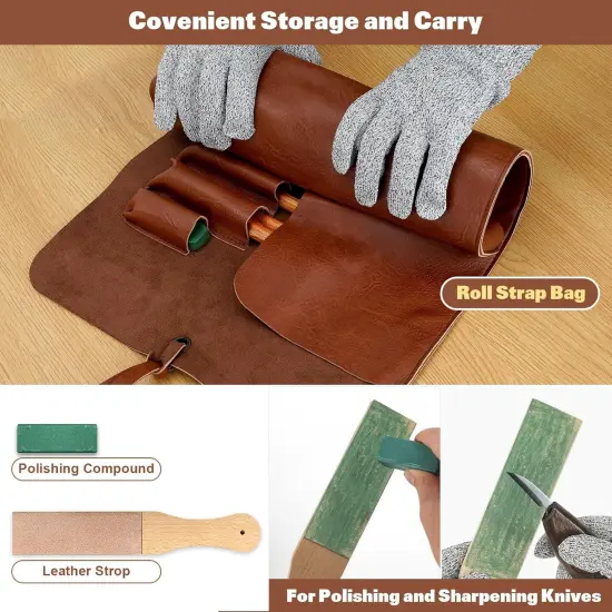 Wood Carving Tools, 15Pcs Wood Carving Kit with PU Storage Bag, Wood Whittling Kit with 6Pcs Whittling Knives & 5 Detail Carving Knives for Adults Wood Carving DIY {3}