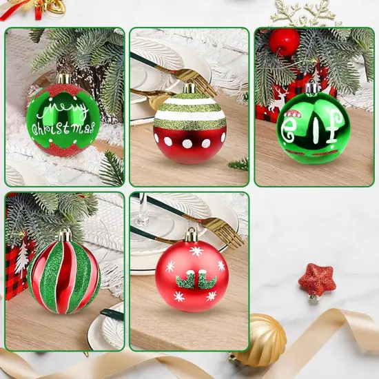 30ct Christmas Balls Ornaments- 2.36&rsquo;&rsquo; Shatterproof Balls Ornaments for Xmas Tree Decorations, Hanging Balls Red and Green Christmas Ball Ornaments Set for Holiday Party Decoration (3) {2}