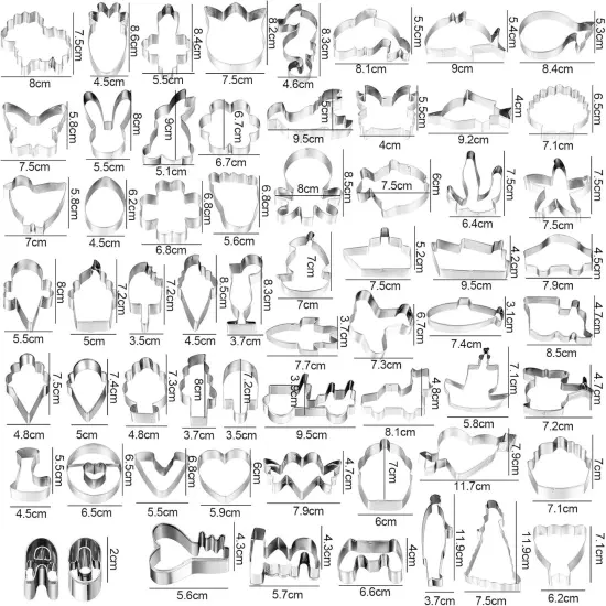 Stainless Steel Cookie Cutter Set Heart, Star, Numbers & More 108 Pieces {3}