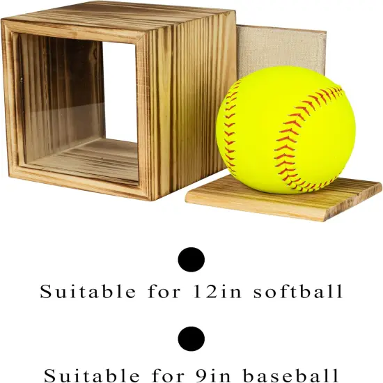 9" Baseball 12" Softball Display Case for Balls Homerun Shadow Box Frame Wall Mount Small Stand Holder Cubes Memorabilia Clear Sport Collectibles Single Gifts for Boys Carbonized {2}