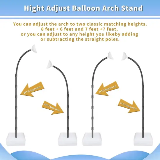 Balloon Arch Kit - Bendable 8.2FT & 6FT Balloon Arch Stand with Base and Manual Pump, Versatile Half Arch Balloon Stand for Birthday, Wedding, Baby Shower, Holiday, and Graduation Party Decorations {2}
