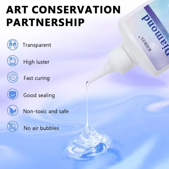 8OZ Diamond Painting Sealer, Diamond Painting Tools Adhesive with Applicator, 5D Diamond Painting Glue Sealer Permanent Hold, Shine Effect Conserver for Jigsaw Puzzles（240ML） {2}
