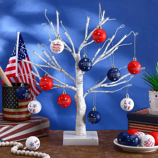 24 Pcs Patriotic Tree Ornaments 4th of July Independence Day Hanging Balls {4}