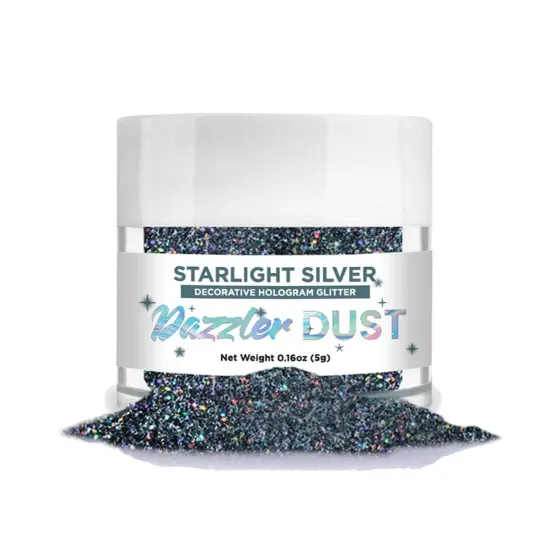 Bakell - Starlight Silver Dazzler Dust (5g, 1x Jar) Non-Toxic Decorating Glitter for Arts and Crafts {5}