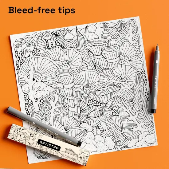 Set of 2 Fineliner Pens, Black Micro Pens for Drawing, Waterproof Archival Ink, Ultra Fine Tip Pens for Illustration, Technical Pen, Sketching, Writing, Drawing, Journaling, Pair of Fine Tip {4}