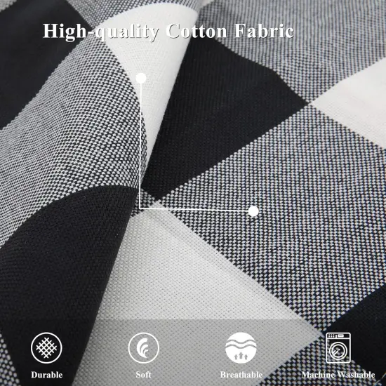 Buffalo Plaid Check Spring Throw Pillow Covers 18x18 Set of 2, Outdoor Decorative Farmhouse Pillow Covers with Stitched Edge for Bed Couch Sofa, Black and White {3}