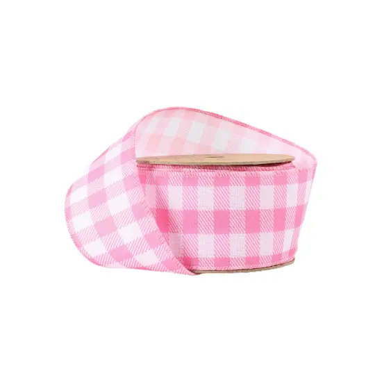 2 1/2" Wired Ribbon | White/Spring Gingham | 10 Yard Roll | 4 Color Options Green {2}