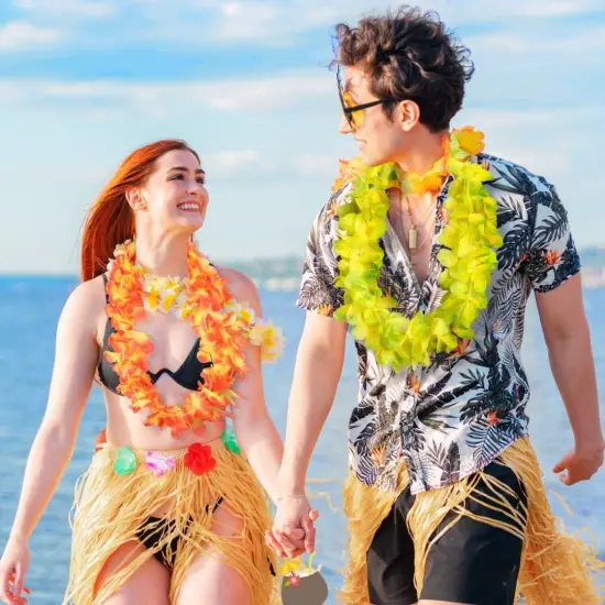 24 Pieces Hawaiian Leis Tropical Flower Necklace Hawaiian Colorful Garland Party Decorations {5}