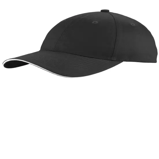 Port & Company&reg; Unstructured Sandwich Bill Cap Black/ White {1}