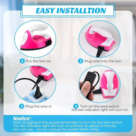 2 Pieces Mini Craft Iron Mini Heat Press Iron with Charging Base Accessories for Beads Patch Clothes T Shirts Shoes Clothes and Hats {5}