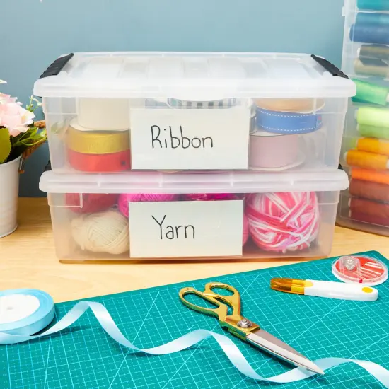 100 Pack Clear Self-Adhesive Pocket Label Holders for Index Cards 3x5, Bulk Top Load Plastic Sleeves for Storage {2}