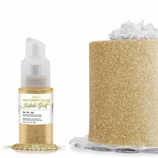 Bakell - Gold Tinker Dust Edible Glitter (25g, 1x Spray Pump) for Food, Desserts, and Beverages! {1}