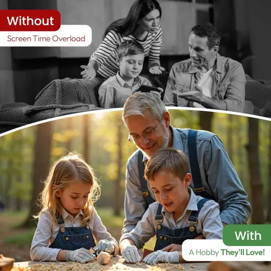 Premium Wood Carving Kit - 9Pcs Whittling Knife for C1 Kids Safety Carving Craft Projects Gloves Chisel Pocket Friendly Working Tools Leather Perfect for Gifts and Creative Bowl Sharpener {3}