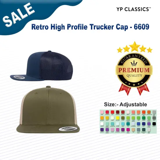 YP Classics&reg; Retro High Profile Trucker Cap Navy {3}