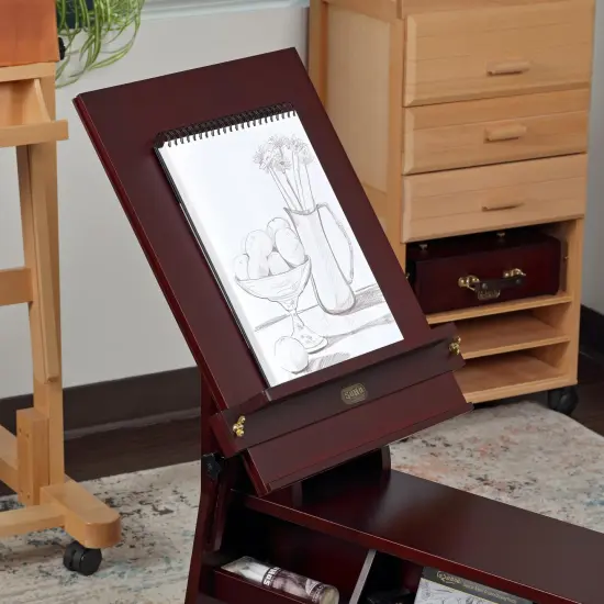 SoHo Urban Artist Adjustable Drawing Horse Easel - Sturdy Beechwood with Mahogany Finish, 18" x 23-3/8" Drawing Board, Full Size Artist Easel with Storage Bench Improves Posture, Compact Footprint {7}