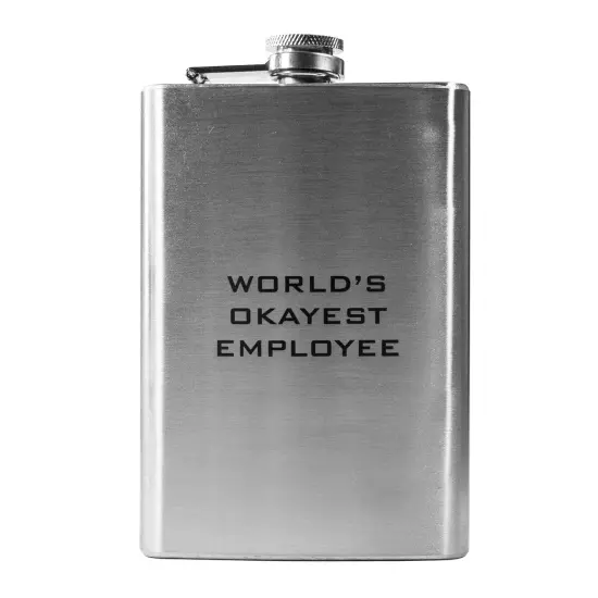 8oz World's Okayest Employee Stainless Steel Flask {2}