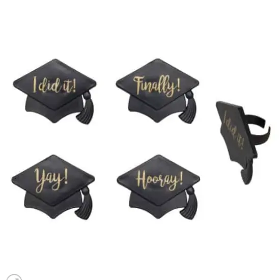 Grad Hat Sayings Cupcake Rings {2}