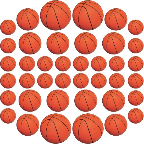 40-Piece Basketball Cut Outs in Orange and Black, Sports Theme Birthday Party Decorations, Game Day Celebrations, Classroom D&eacute;cor, 4" - 12" {1}