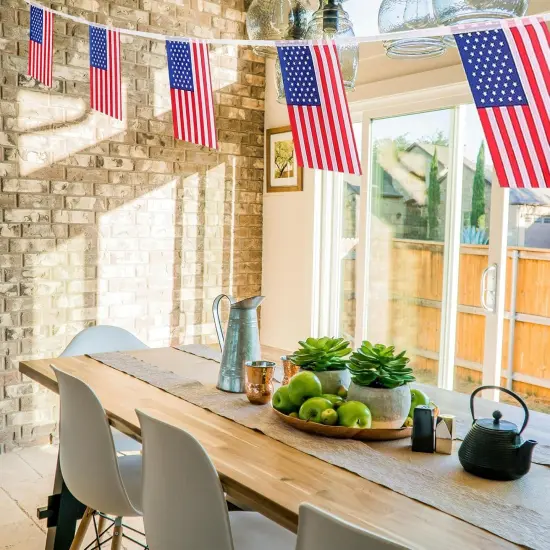 American Flags USA String Flag Banners for Patriotic Events 4th of July Independence Day Sports Bars Inside Outside Decorations 33 Feet 30 Flags {5}