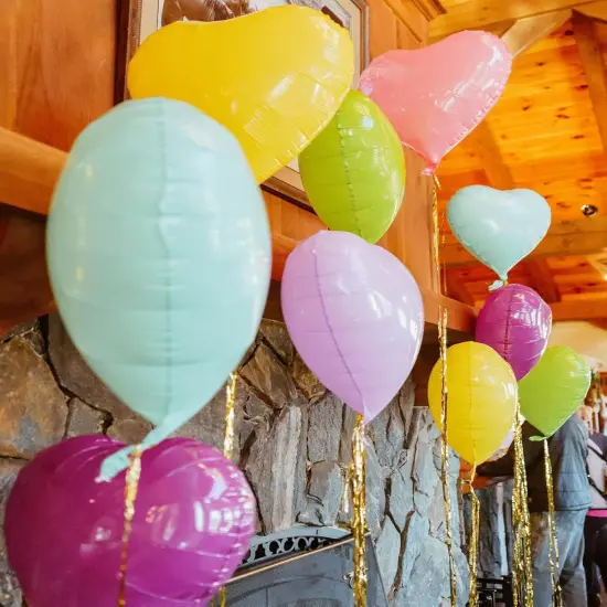 Pastel Heart Balloons, 10pcs Rainbow Foil Hearts, 18in Pink Blue Yellow Green Purple Helium Balloons for Valentines, Engagement, Birthday, Baby Shower, Wedding Decorations {4}