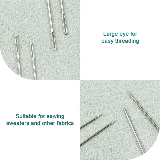 80/40 PCS Large Eye Sewing Needles, 7 Sizes Sewing Sharp Needles, Leather Needle Embroidery Thread Needle, Stainless Steel Yarn Knitting Needles with Threaders for Handsewing Art Crafts CJ {3}