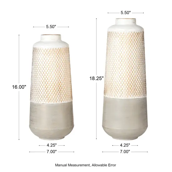 Set of 2 Modern Table Floor Metal Art Vases {5}