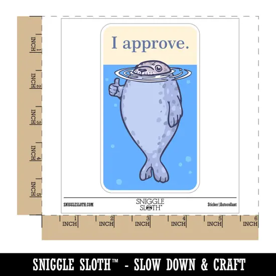 Water Bottle Sticker Set I Approve Seal In Water Thumbs Up Cute Waterproof Vinyl Stickers Pack Decal, Skateboard, Laptop, Car, Window, Bumper - 5 Pack {1}