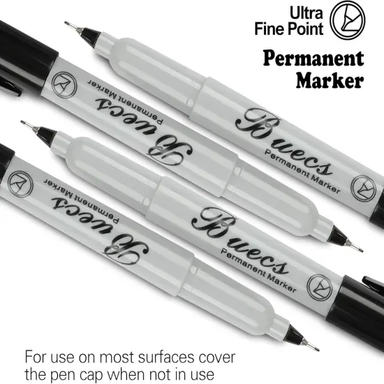 Permanent Markers, 60 Count Ultra Fine Point Black Permanent Markers, Works on paper, Plastic, Stone, Glass, Metal {3}
