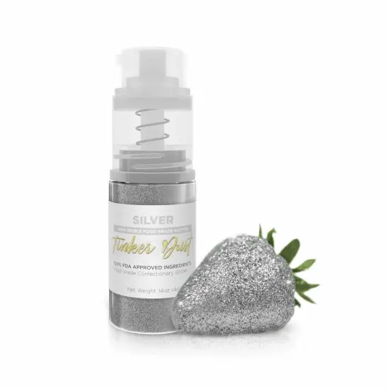 Bakell - Silver Tinker Dust Edible Glitter (4g, 1x Spray Pump) for Food, Desserts, and Beverages! {1}
