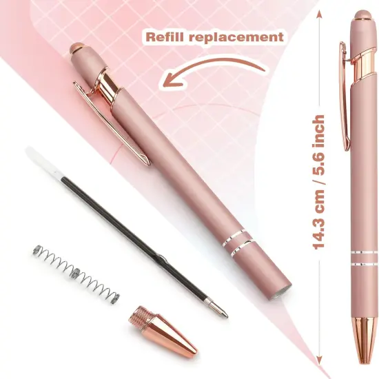 6 Pack Ballpoint Pen 2-in-1 Stylus Retractable Ballpoint Pen with Stylus tip, Metal Stylus Pen for Touch Screens, 1.0 mm Black Ink {3}