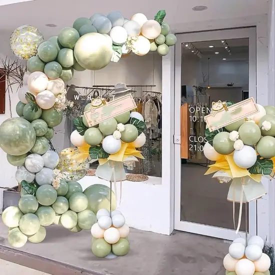 Sage Green Pink Balloons Garland Kit,117pcs Olive Green Blush Pink Sand White Metallic Gold Balloons for Girl Baby Shower Bridal Shower Wedding Birthday Jungle Safari Woodland Party Decorations {2}