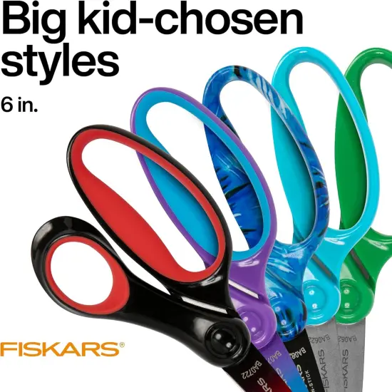 Left-Handed Big Kids Scissors for Ages 8-11, Scissors for School or Crafting, Back to School Supplies, Ombre Blue-Turquoise {4}