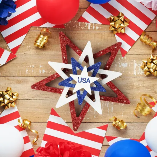 4th of July Decorations Stars Set of 4, Red White Blue Decor {2}