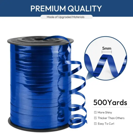 Blue Curling Ribbon, 1/5" Wide x 500 Yards Christmas Curling Ribbons for Gift Wrapping {2}