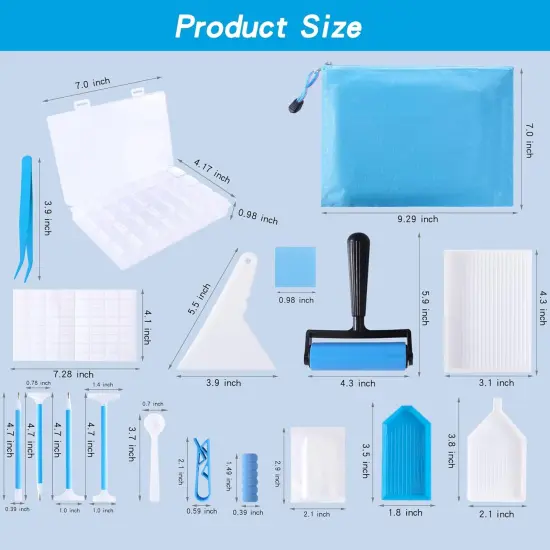 61PCS 5D Diamonds Art Accessories and Tools Kits with Diamond Painting Roller and Diamond Art Storage Box for Adults or Kids（Blue） {2}