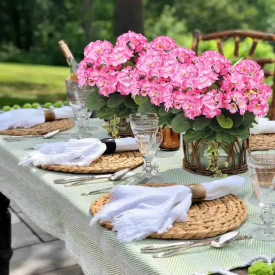 3 Pcs Summer Bushes Artificial Geraniums Flowers {4}