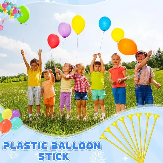 50 Pieces Plastic Balloon Sticks 13 inch Reusable Balloon Holder and Cup for Birthday Graduation Prom Wedding Anniversary Party Decoration Supplies (Yellow) {4}