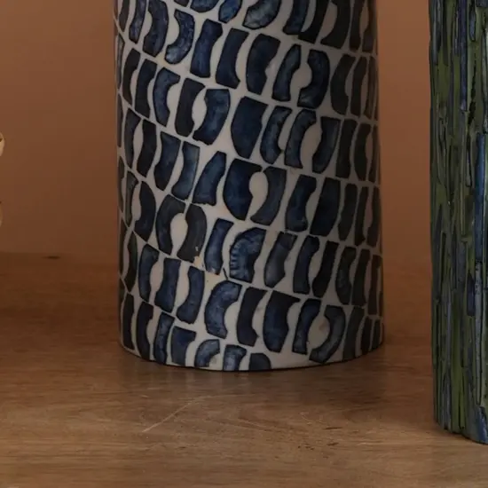 Bone with Resin Inlay Candle Stand with Brass Top - 4" x 15.5" {2}