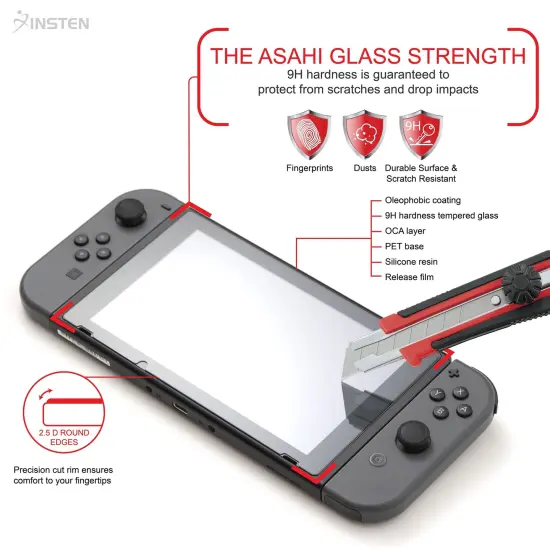 Insten 2 Pack Glass Screen Protector Compatible with Nintendo Switch 2017, Premium Tempered Glass Console Protective Cover, HD Clear {2}