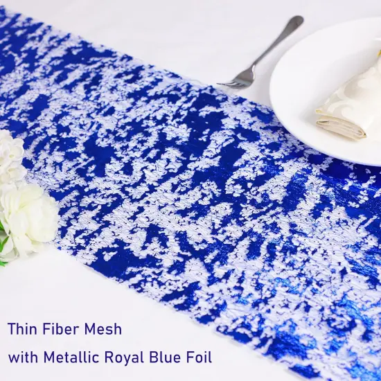 2 Pieces Royal Blue Table Runner, Sequin Glitter Foil Metallic Thin Mesh Runner Roll 11"x108" Blue Table Decorations for Wedding Birthday Party Christmas Graduations {3}