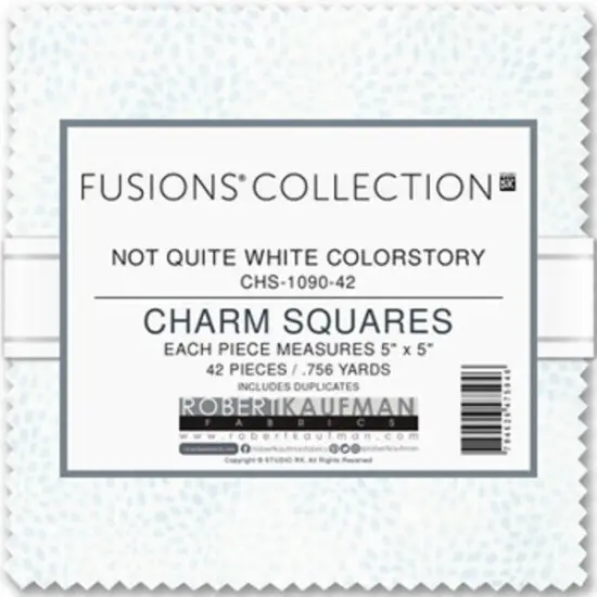 Fusions 5" Square Pack (Charm Pack / Charm Square) in Not Quite White Colorstory by Studio RK for Robert Kaufman (CHS-1090-42) {1}