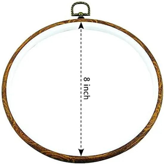 5PCS Round Embroidery Hoops - Circle Display Cross Stitch Hoop Frame (Brown, 8 inch) {5}